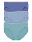 Jockey Woman Everyday Value Hi Cut Brief, 3-Pack, Teal, Blue & Dark Blue product photo