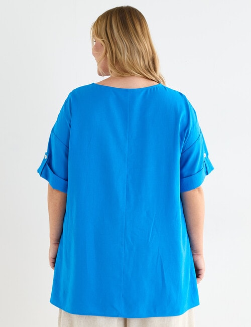 Studio Curve Linen Blend Spliced Tunic, Lumo Blue product photo View 02 L