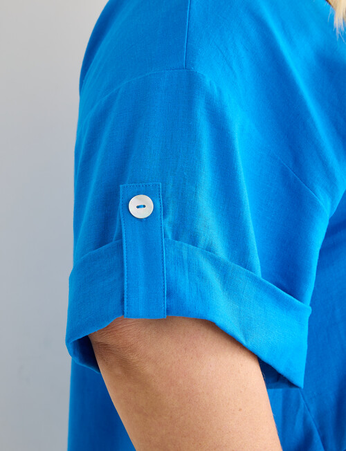 Studio Curve Linen Blend Spliced Tunic, Lumo Blue product photo View 04 L
