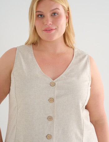 Studio Curve Linen Blend Vest, Sandshell product photo