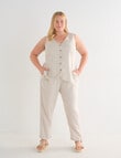 Studio Curve Linen Blend Vest, Sandshell product photo View 03 S