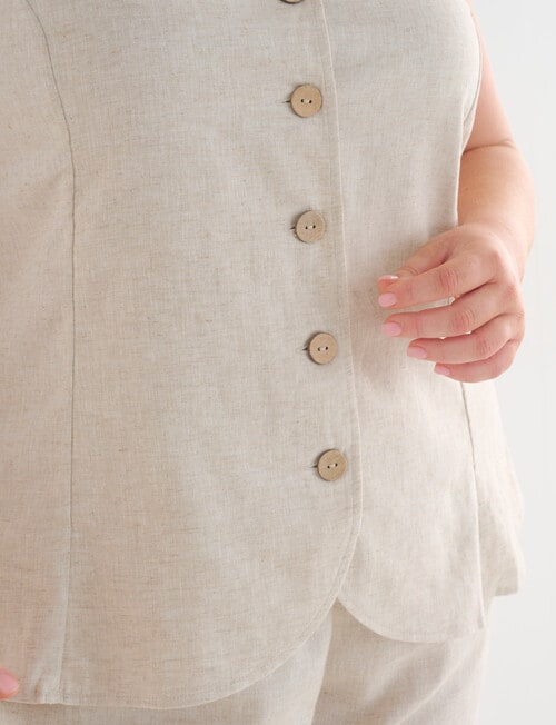 Studio Curve Linen Blend Vest, Sandshell product photo View 05 L