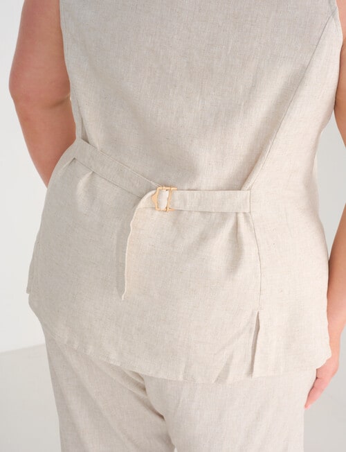 Studio Curve Linen Blend Vest, Sandshell product photo View 06 L