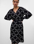 Vero Moda Brina Geo Print Long Sleeve Shirt Dress, Black product photo View 03 S