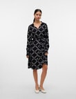Vero Moda Brina Geo Print Long Sleeve Shirt Dress, Black product photo View 04 S