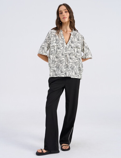 Vero Moda Betsy Doodle Print Notch Neck Top, Cloud Dancer product photo View 04 L