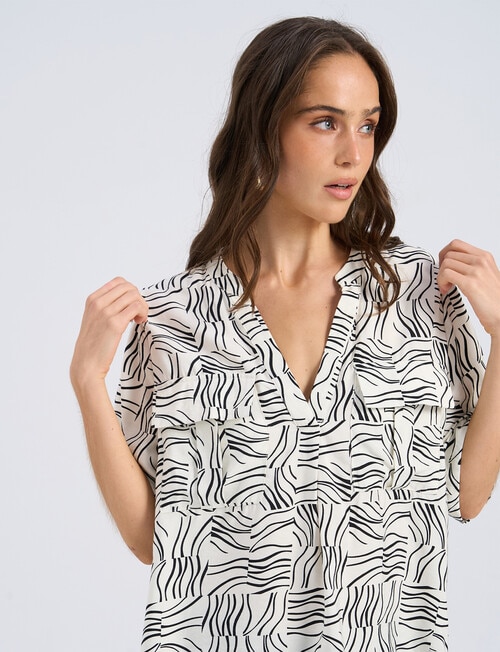 Vero Moda Betsy Doodle Print Notch Neck Top, Cloud Dancer product photo View 06 L