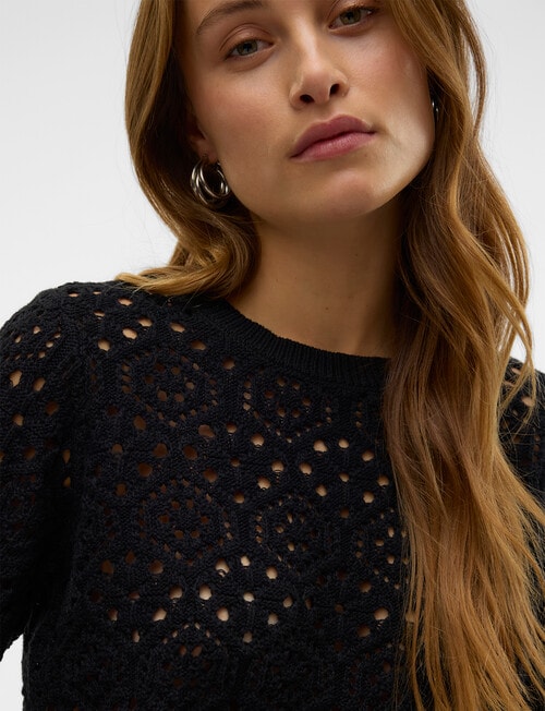 Vero Moda Berry Crochet Cotton Top, Black product photo View 03 L