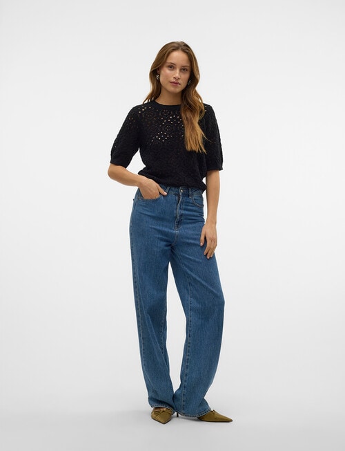 Vero Moda Berry Crochet Cotton Top, Black product photo View 05 L