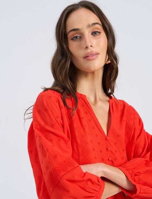 Vero Moda Sofie Embroidered Top, Fiery Red product photo View 03 L