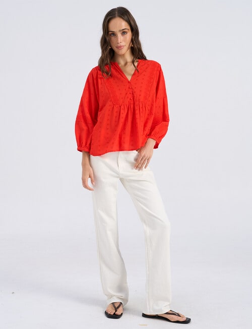 Vero Moda Sofie Embroidered Top, Fiery Red product photo View 05 L