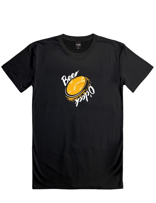Mr Vintage Beer O'clock Tee, Black product photo