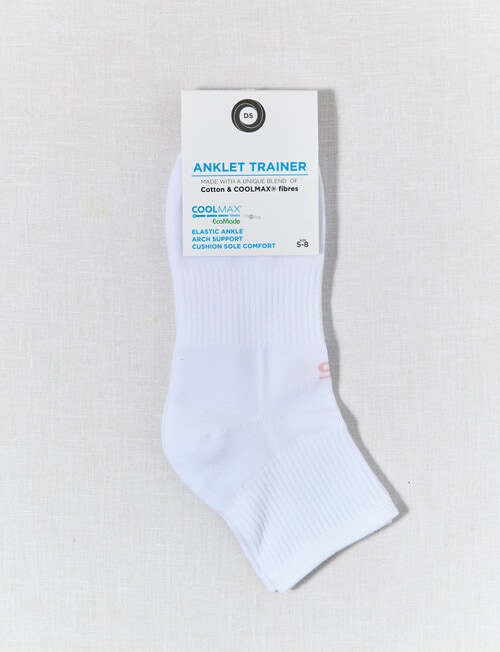 DS Socks Athleisure Quarter Crew Sock, White product photo View 02 L