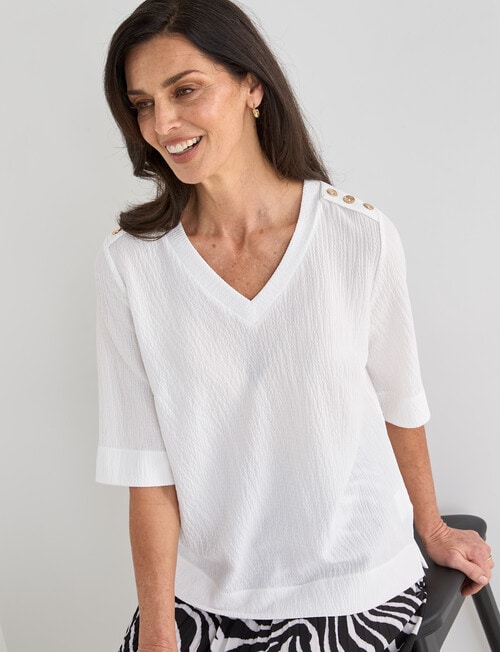 Ella J Shell V-neck Top, Ivory product photo
