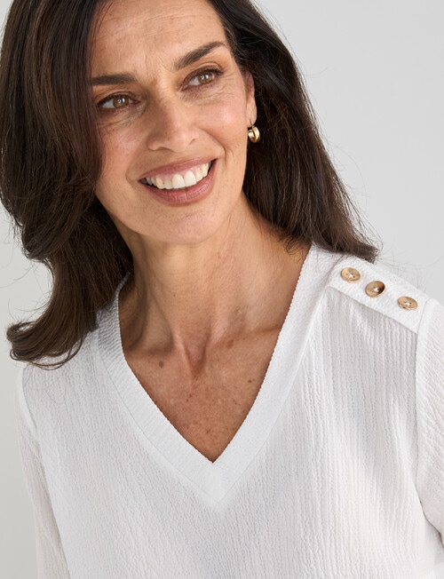 Ella J Shell V-neck Top, Ivory product photo View 04 L