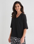 Ella J Shell V-neck Top, Black product photo