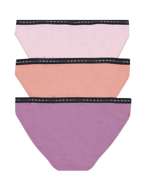 Jockey Woman Everyday Value Bikini Brief, 3-Pack, Sentimental Reasons, Pink Salt & Lupine product photo View 02 L