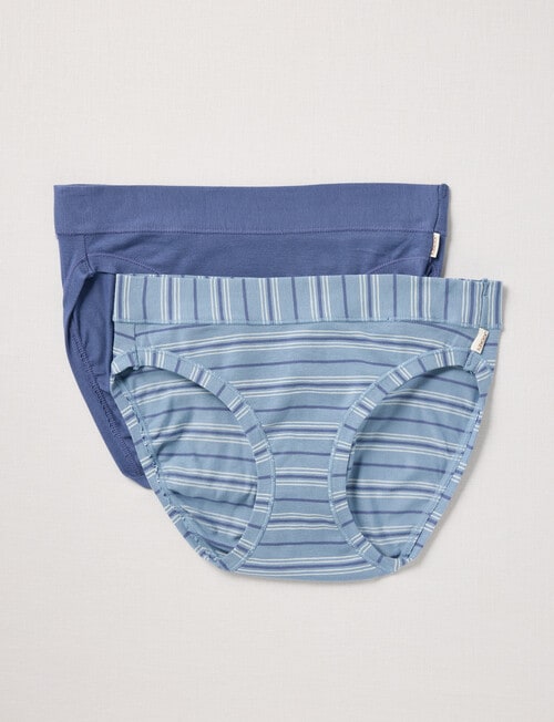 Jockey Woman Comfort Classics Cotton Bikini Brief, 2-Pack, Stripe & Dazed Blue product photo