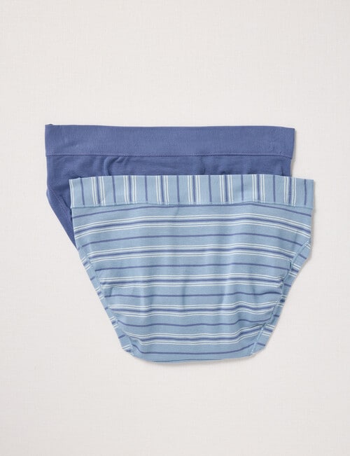 Jockey Woman Comfort Classics Cotton Bikini Brief, 2-Pack, Stripe & Dazed Blue product photo View 02 L
