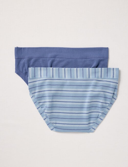 Jockey Woman Comfort Classics Cotton Boyleg Brief, 2-Pack, Stripe & Dazed Blue product photo View 02 L