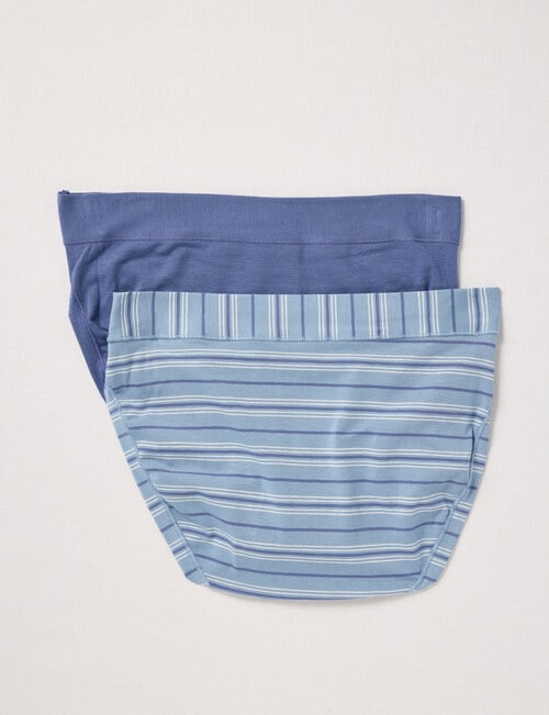 Jockey Woman Comfort Classics Cotton Hi Cut Brief, 2-Pack, Stripe & Dazed Blue product photo View 02 L
