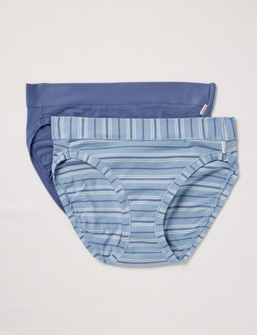 Jockey Woman Comfort Classics Cotton Hi Cut Brief, 2-Pack, Stripe & Dazed Blue product photo