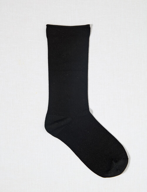 DS Socks Viscose Roll Top Sock, Black product photo