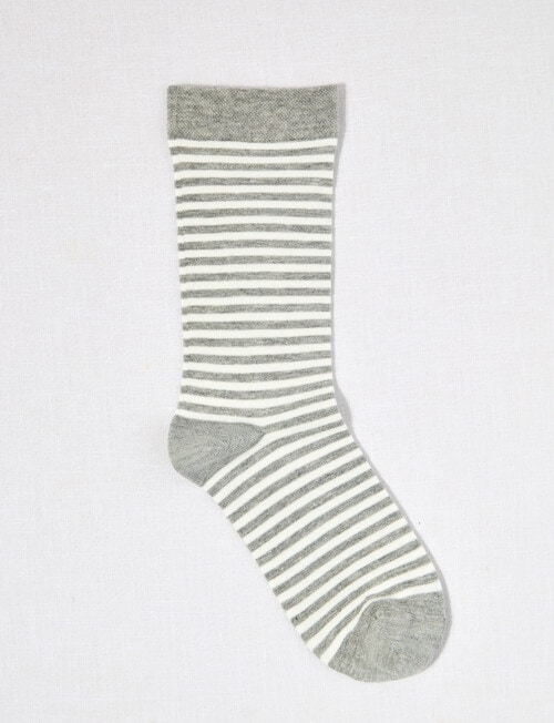 DS Socks Viscose Stripe Sock, Grey Marle & White product photo