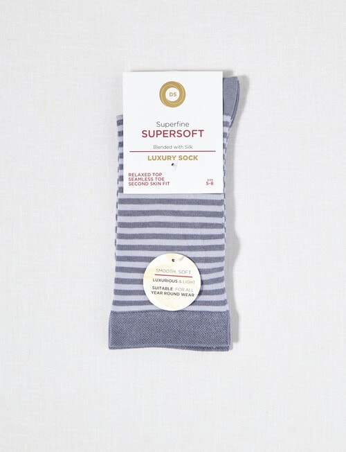 DS Socks Viscose Stripe Sock, Blue Granite & Icelandic Blue product photo View 02 L