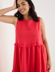Zest Linen Frill Tier Dress, Hibiscus product photo