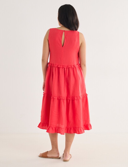 Zest Linen Frill Tier Dress, Hibiscus product photo View 02 L