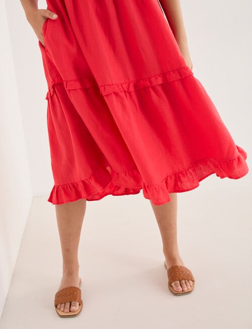 Zest Linen Frill Tier Dress, Hibiscus product photo View 04 L