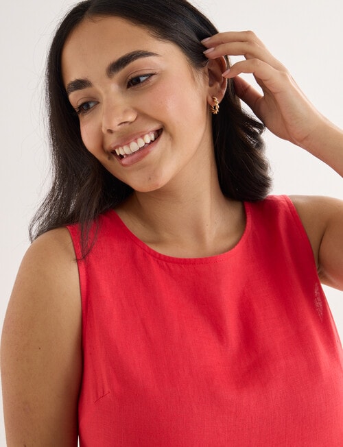 Zest Linen Frill Tier Dress, Hibiscus product photo View 06 L