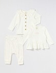 Little Bundle Swan Song Clothing Set, 3-Piece, Cream & Peach product photo