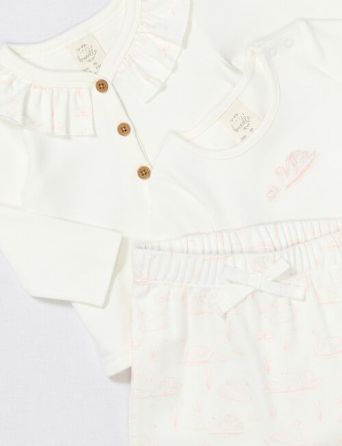 Little Bundle Swan Song Clothing Set, 3-Piece, Cream & Peach product photo View 02 L