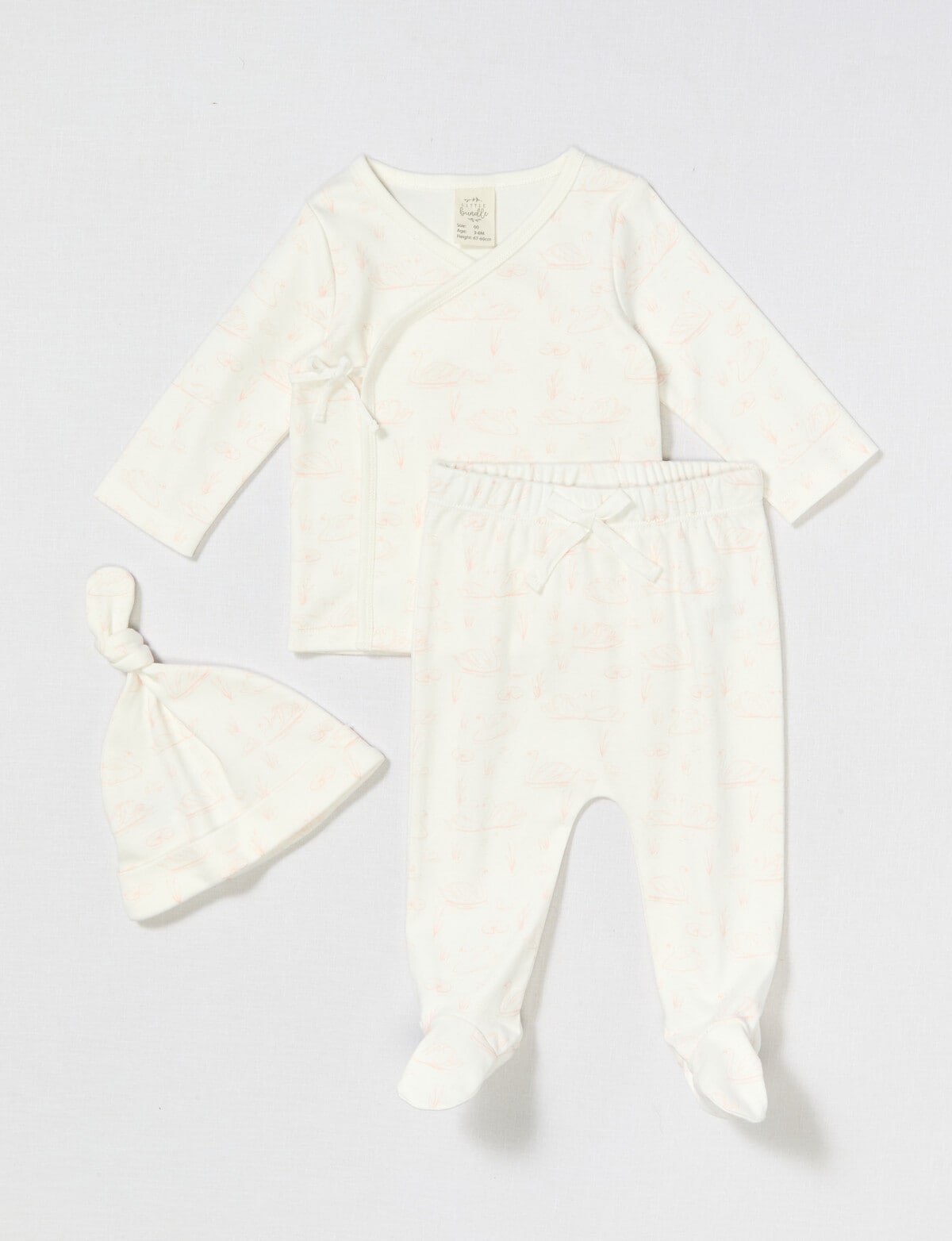 Little Bundle Swan Song Clothing Set, 3-Piece, Cream & Peach - Clothing ...