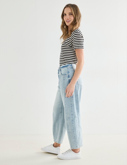 Denim Republic Barrel Leg Jean, Light Wash product photo View 03 L