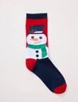 Lyric Snowman Crew Socks, French Navy product photo