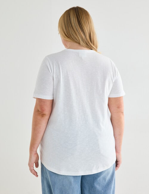 Studio Curve Organic Cotton Foil Floral Scoop Neck Tee, White & Silver product photo View 02 L