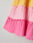 Teeny Weeny Fairy Garden Tiered Dress, Pink & Yellow product photo View 03 S