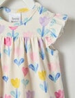 Teeny Weeny Fairy Garden Play Pastel Flower Bodysuit Dress, White, Pink & Blue product photo View 02 S