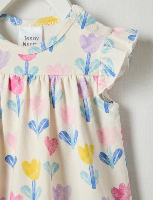 Teeny Weeny Fairy Garden Play Pastel Flower Bodysuit Dress, White, Pink & Blue product photo View 02 L