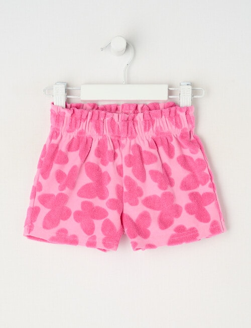 Teeny Weeny Play Time Butterfly Terry Shorts, Watermelon product photo