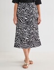 Ella J Printed Elastic Waist Skirt, Black & White product photo