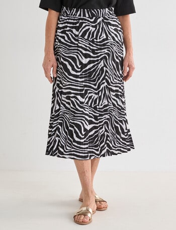 Ella J Printed Elastic Waist Skirt, Black & White product photo
