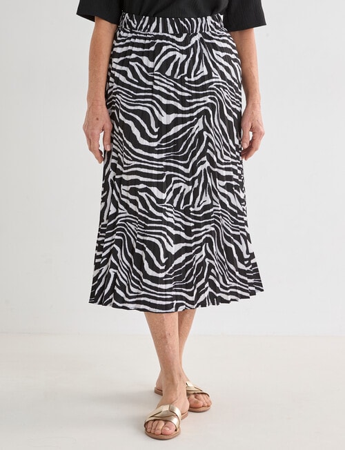Ella J Printed Elastic Waist Skirt, Black & White product photo