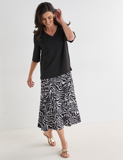 Ella J Printed Elastic Waist Skirt, Black & White product photo View 03 L