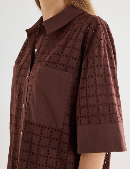 Mineral Sabina Broderie Boxy Dress, Chocolate product photo View 06 L