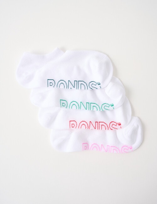 Bonds Logo Lite No Show Socks, 4-Pack, White & Blossum product photo View 02 L