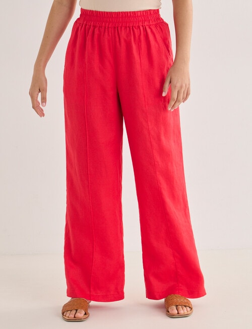 Zest Linen Wide Leg Pant, Hibiscus product photo